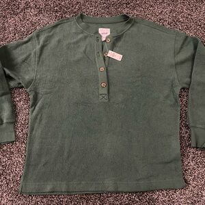 Aerie Forest Green Button-Up Top